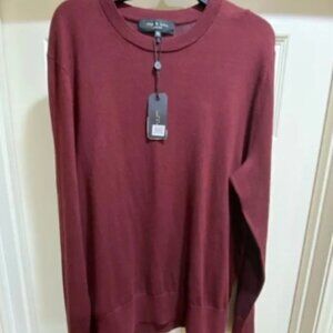 rag and bone Barrow Burgundy Slim Crew Pullover​​​​​​​​​​